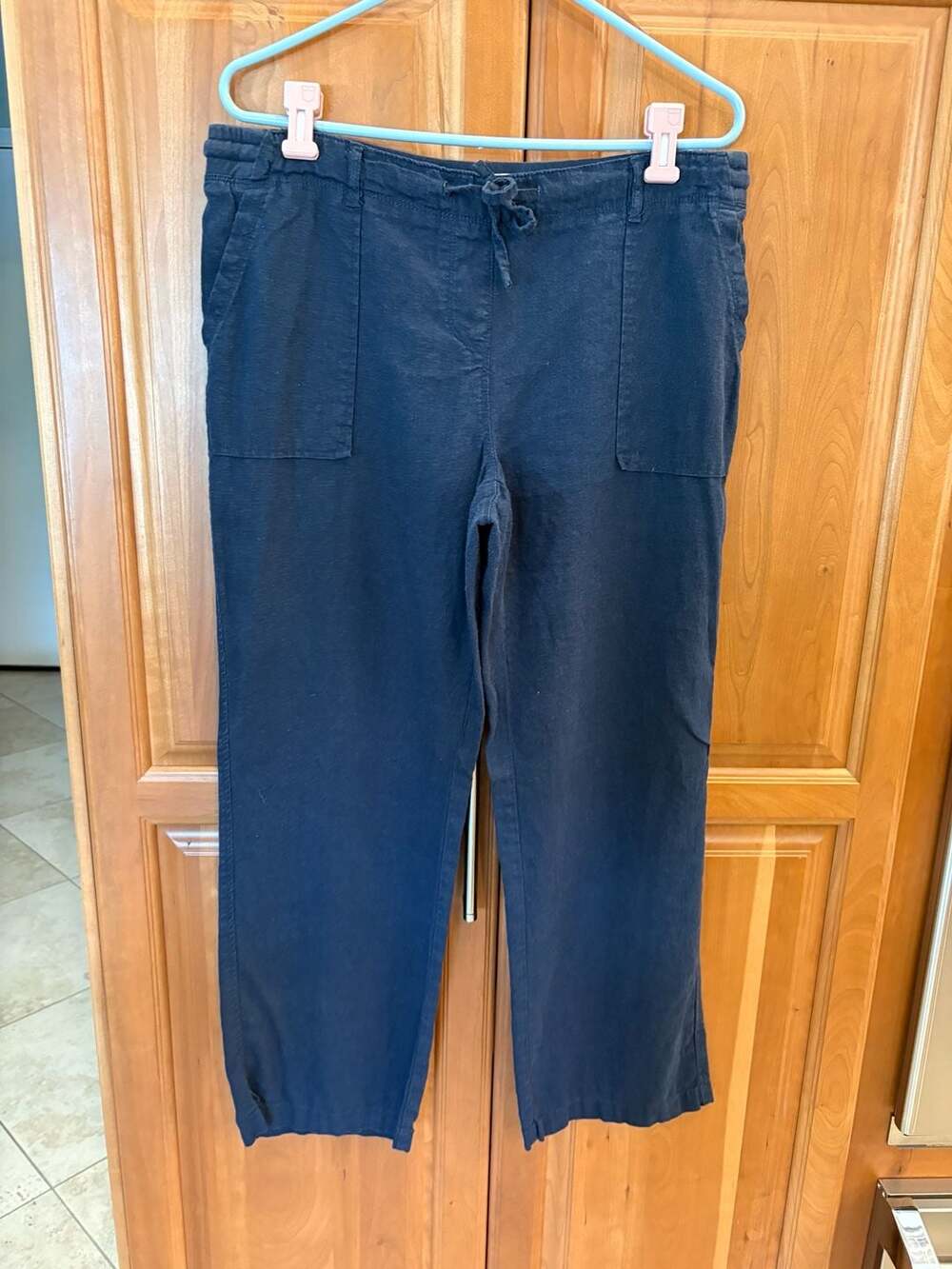 Alexander Jordan Linen Blend Pants Size L Blue Drawstring Pockets
